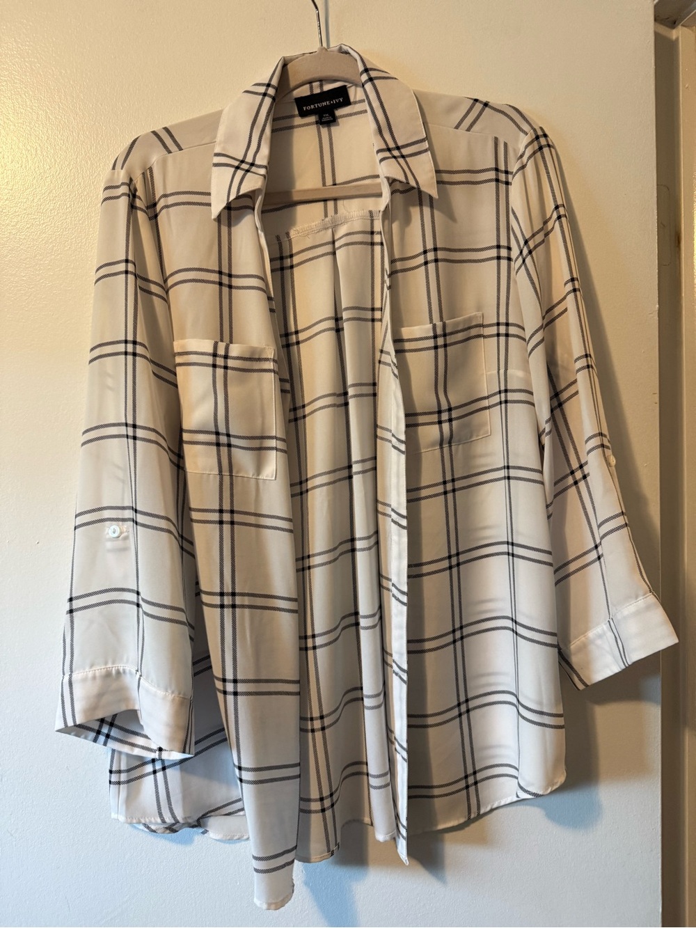 Fortune + Ivy Cream Plaid Button Front Shirt